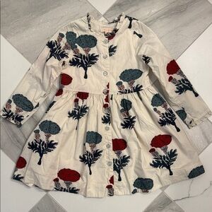 Pink Chicken Block Print Dress - Cream, Red, Green, Navy